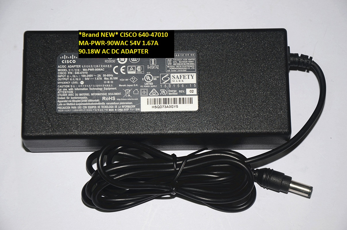 *Brand NEW* CISCO MA-PWR-90WAC 640-47010 54V 1.67A 90.18W AC DC ADAPTER